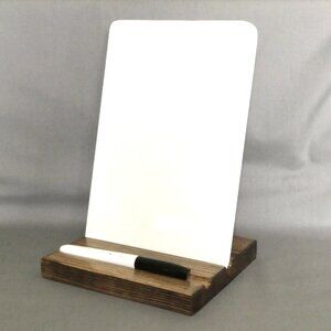 Desktop Whiteboard With Wood Stand, 6" x 9" Ceramic Dry Erase Message Memo Board
